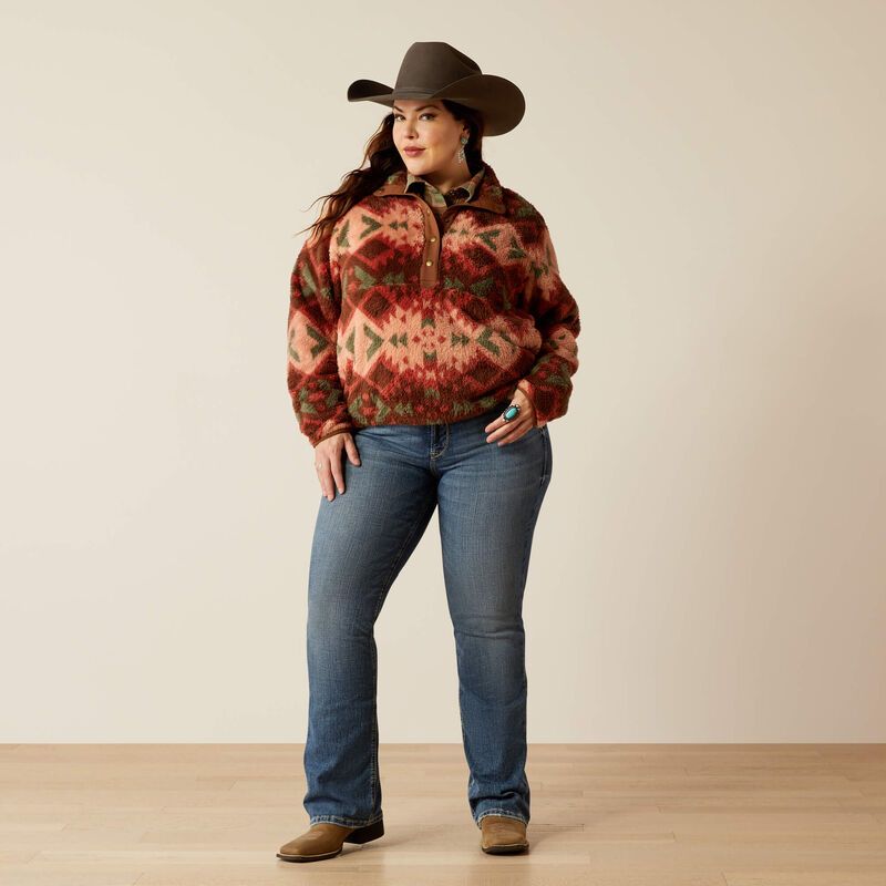 Ariat Women's Berber Snap Front Sweatshirt Pullover - Plainsview Print