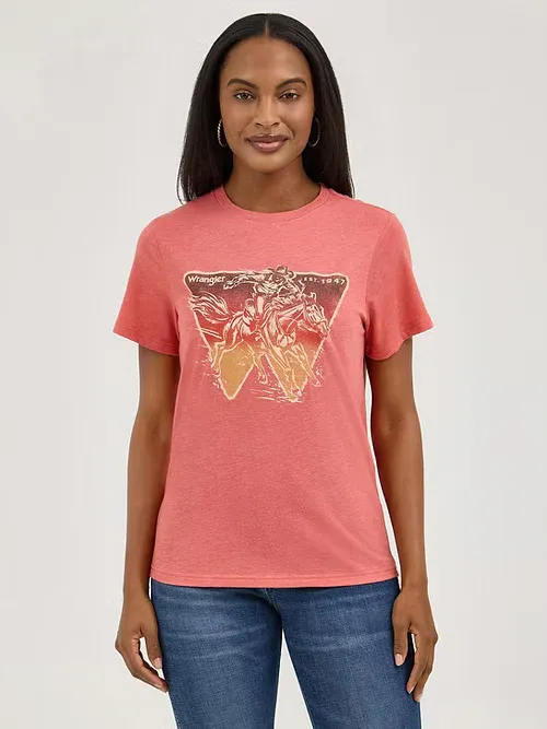 Wrangler Women's Graphic Short Sleeve Tee Shirt- Burnt Sienna