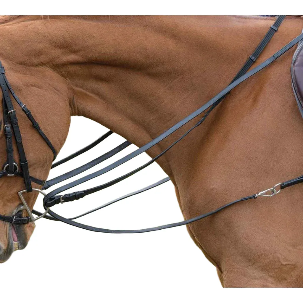 Shires Avignon Leather Draw Reins, Colour: BLACK