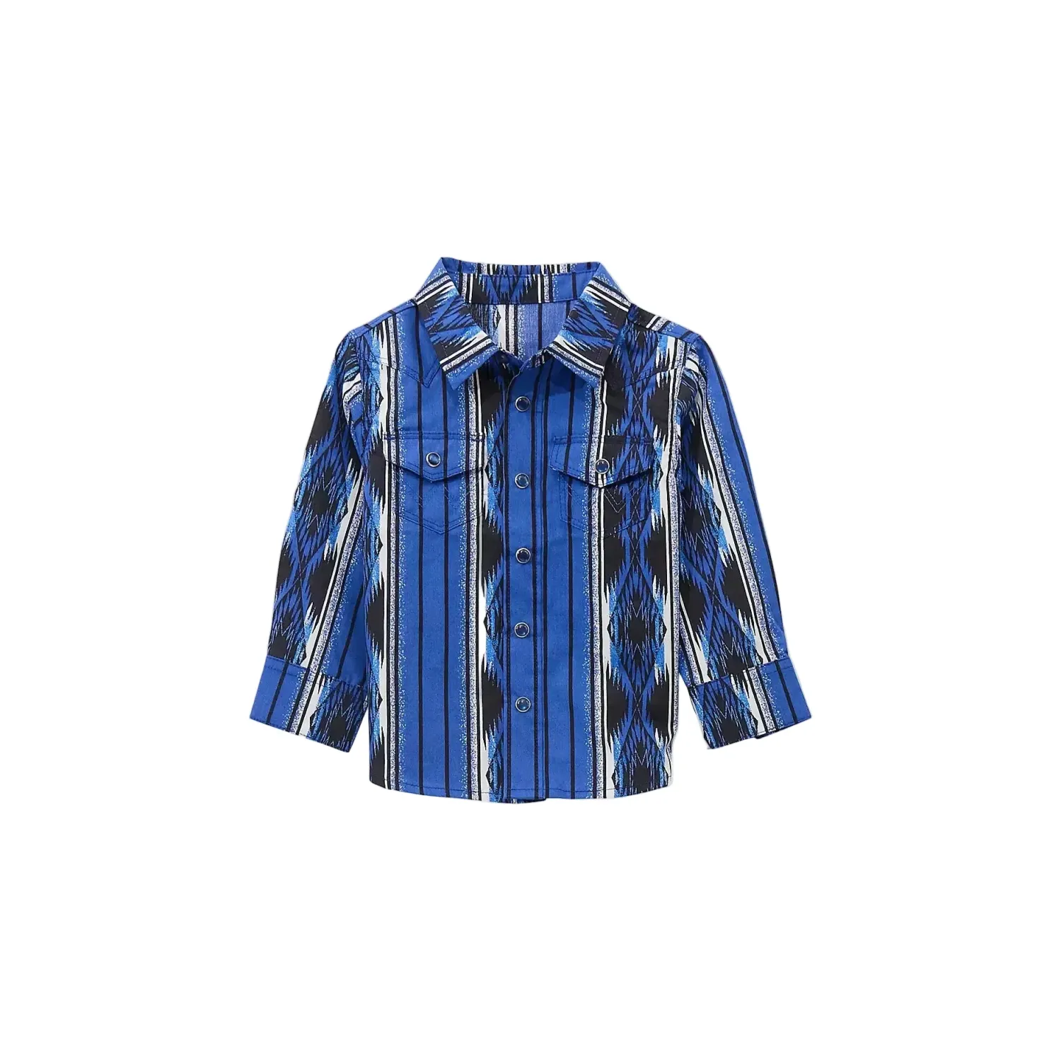 Wrangler Little Boys Long Sleeve Checotah Western Snap Shirt - Multiple Colours, Colour: Bold Blue, Size: 0-3M
