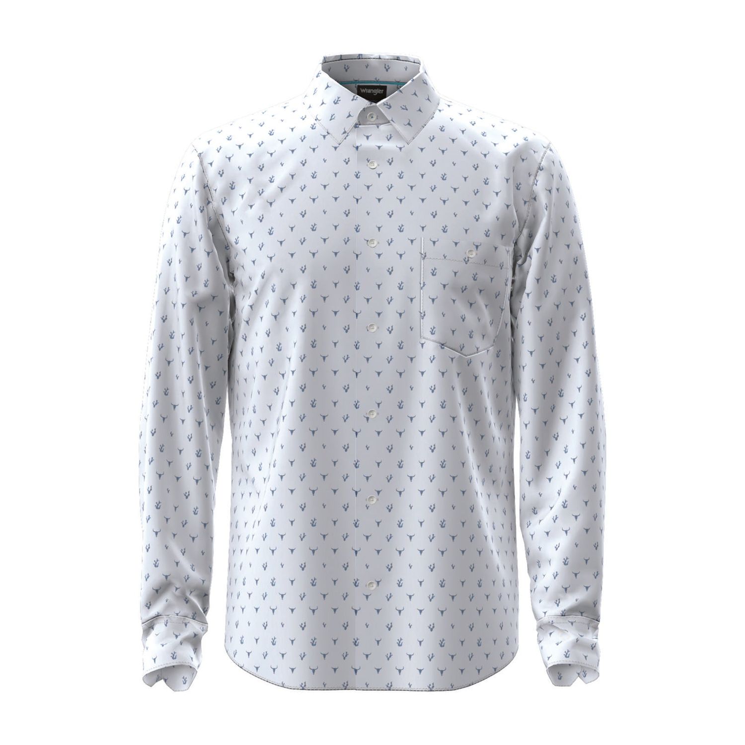 Wrangler Men's Cody Johnson Classic Fit Long Sleeve Shirt- Blue Multi