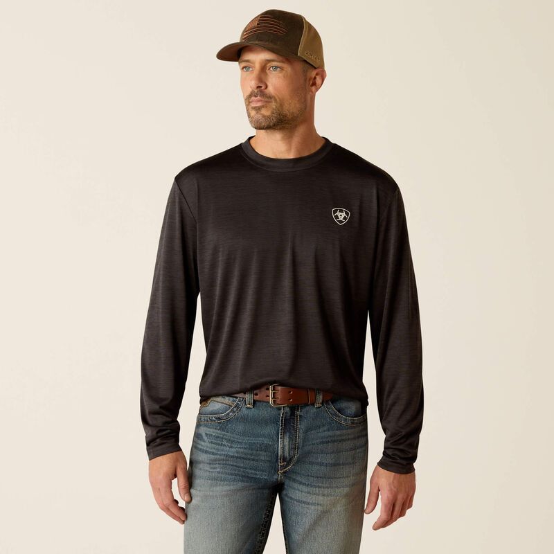 Ariat Men's Charger Stacks Long Sleeve T-Shirt- Black