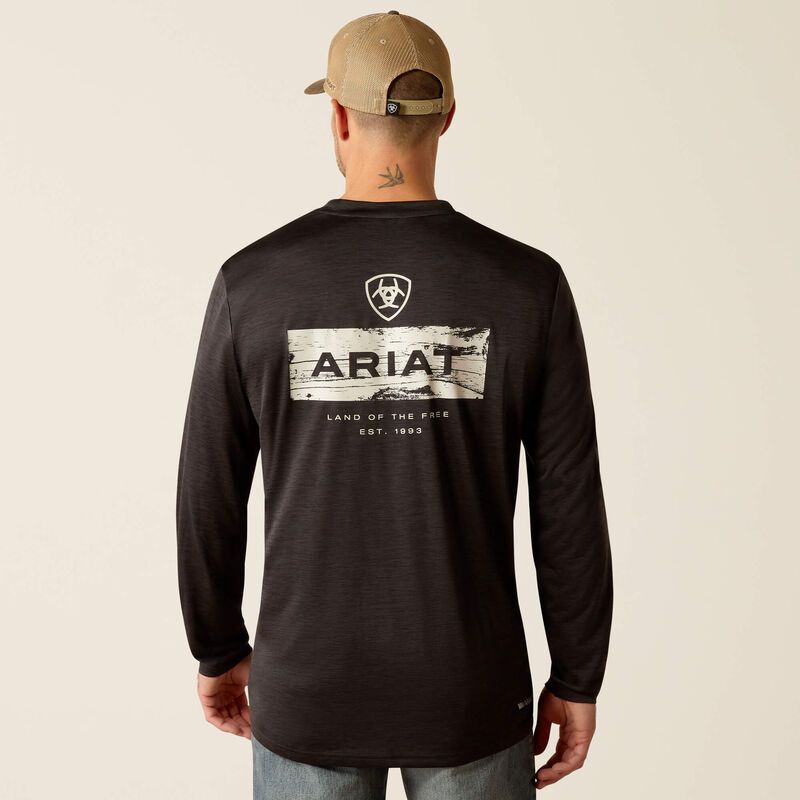 Ariat Men's Charger Stacks Long Sleeve T-Shirt- Black