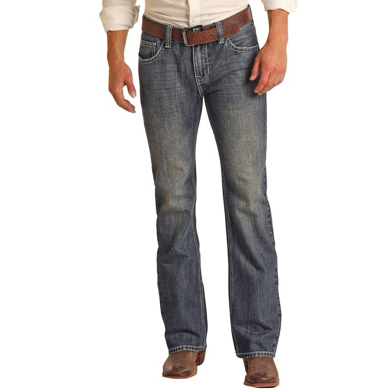 Rock &amp; Roll Mens Rope Stitch V Pistol Jeans