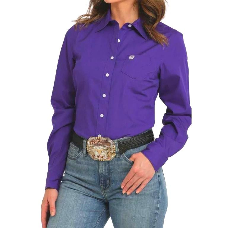Cinch Women's Long Sleeve Solid Shirt - Purple