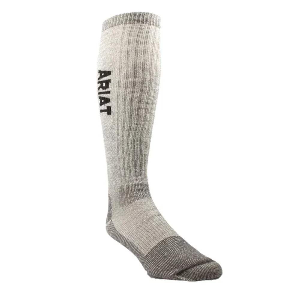 Ariat Men's Midweight Merino Wool Blend Socks, Color: Brown, Size: M