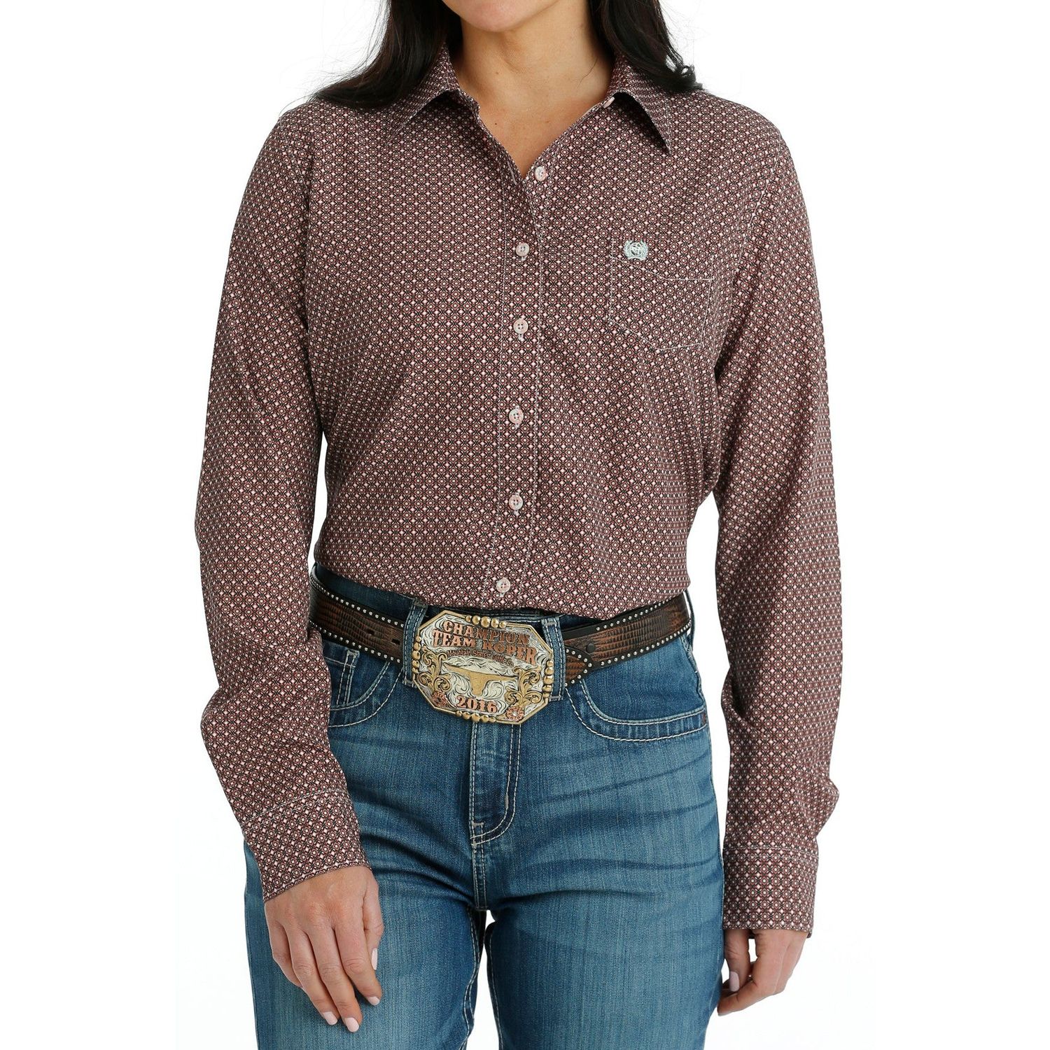 Cinch Women's Arenaflex Button-Down Western Shirt - Peach