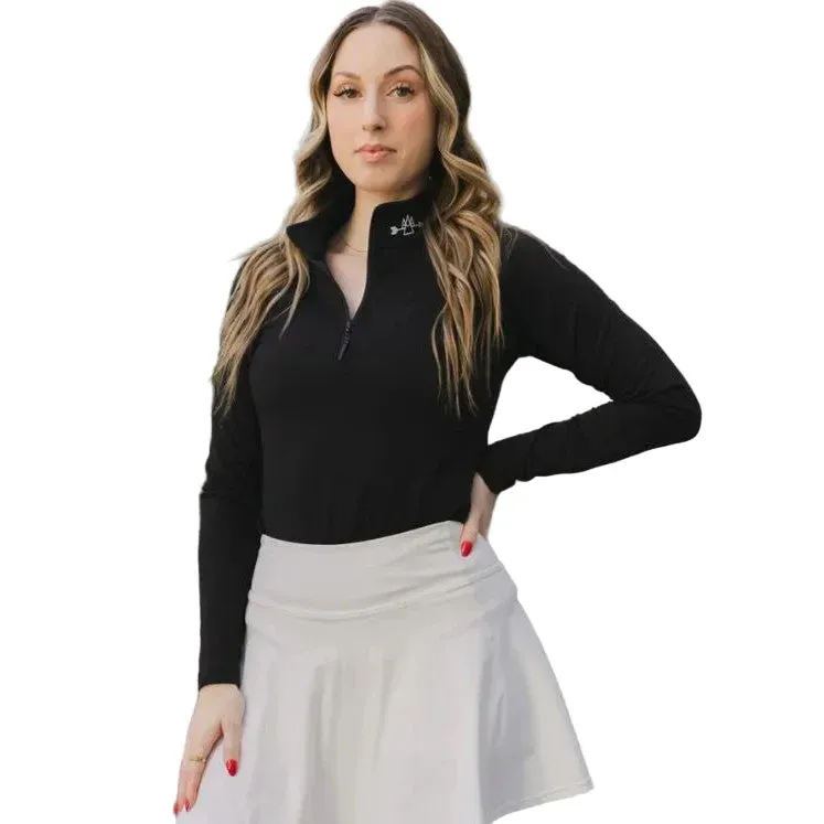 Bare Activewear Women's 1/4 zip Long Sleeve Shirt - Black