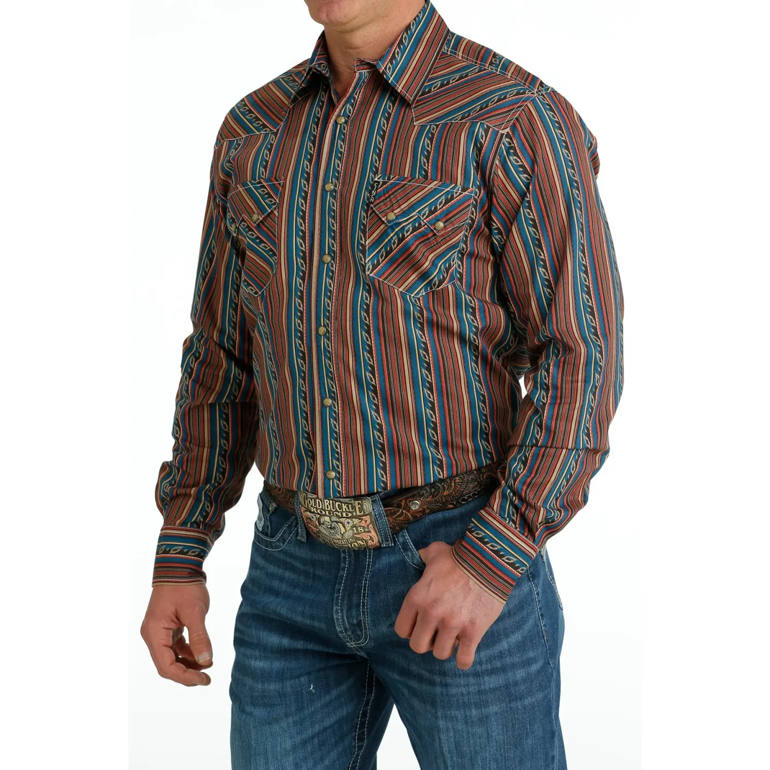 Cinch Men's LS Print Modern Shirt - Multi, Size: XS