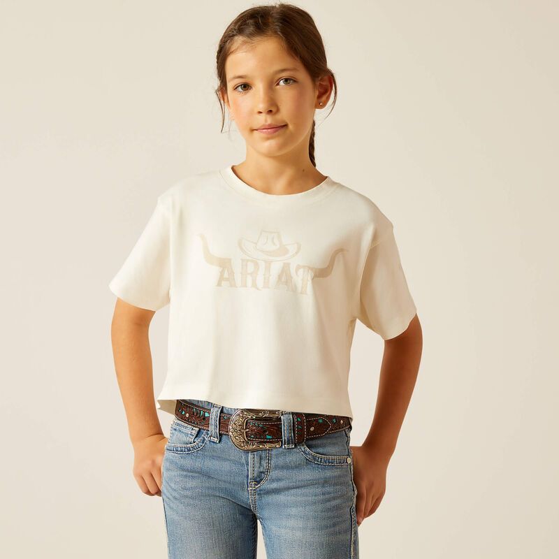 Ariat Girl's Wild Hat T Shirt - Coconut Milk