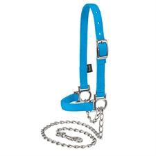 Weaver Nylon Adjustable Sheep Halter with Chain Lead, Color: Blue