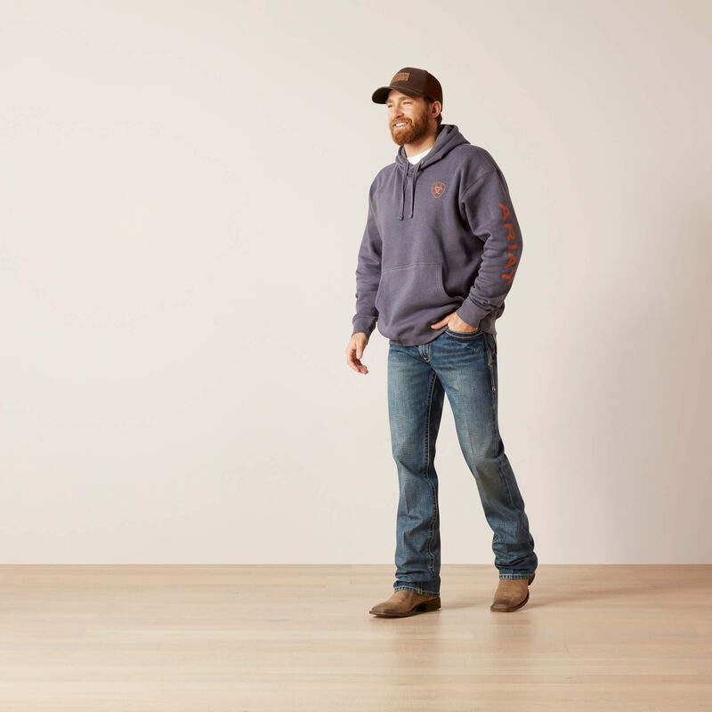 Ariat Men's Logo Hoodie - Odyssey Gray Heather