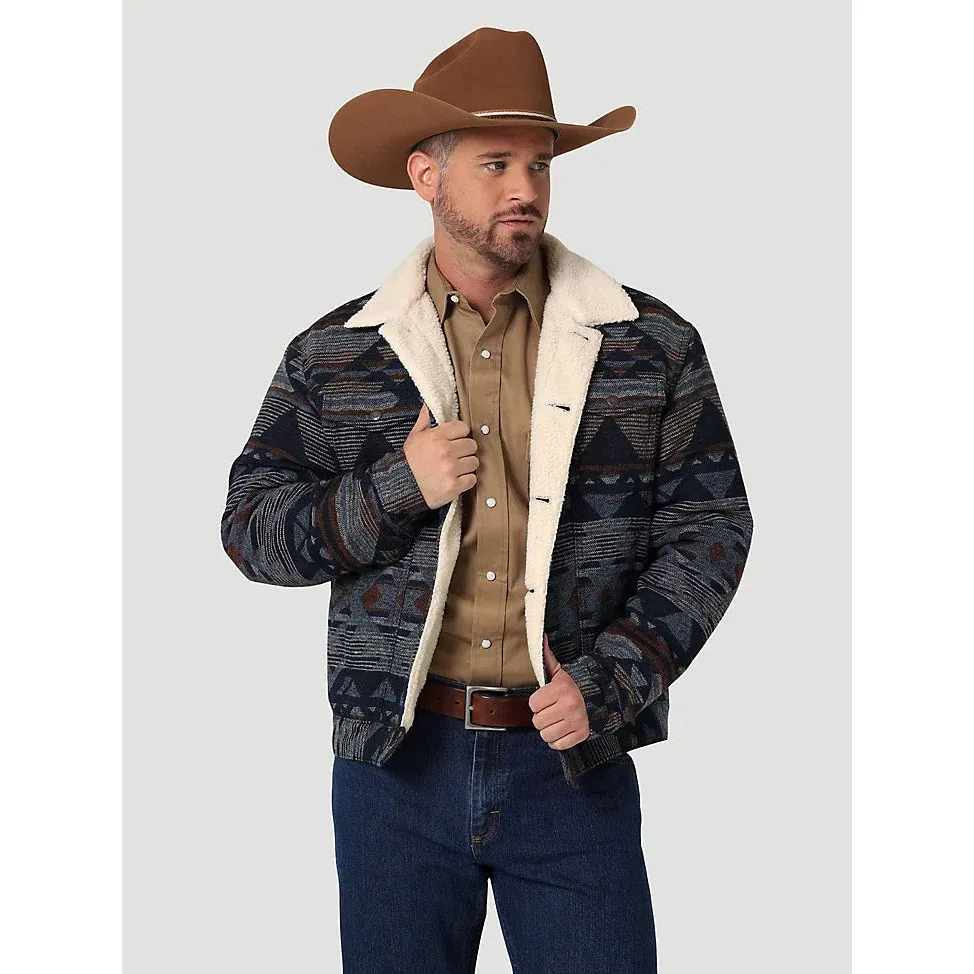 Wranglers Men's Sherpa Lined Jacquard Print Jacket - Pageant Blue, Size: 2XT