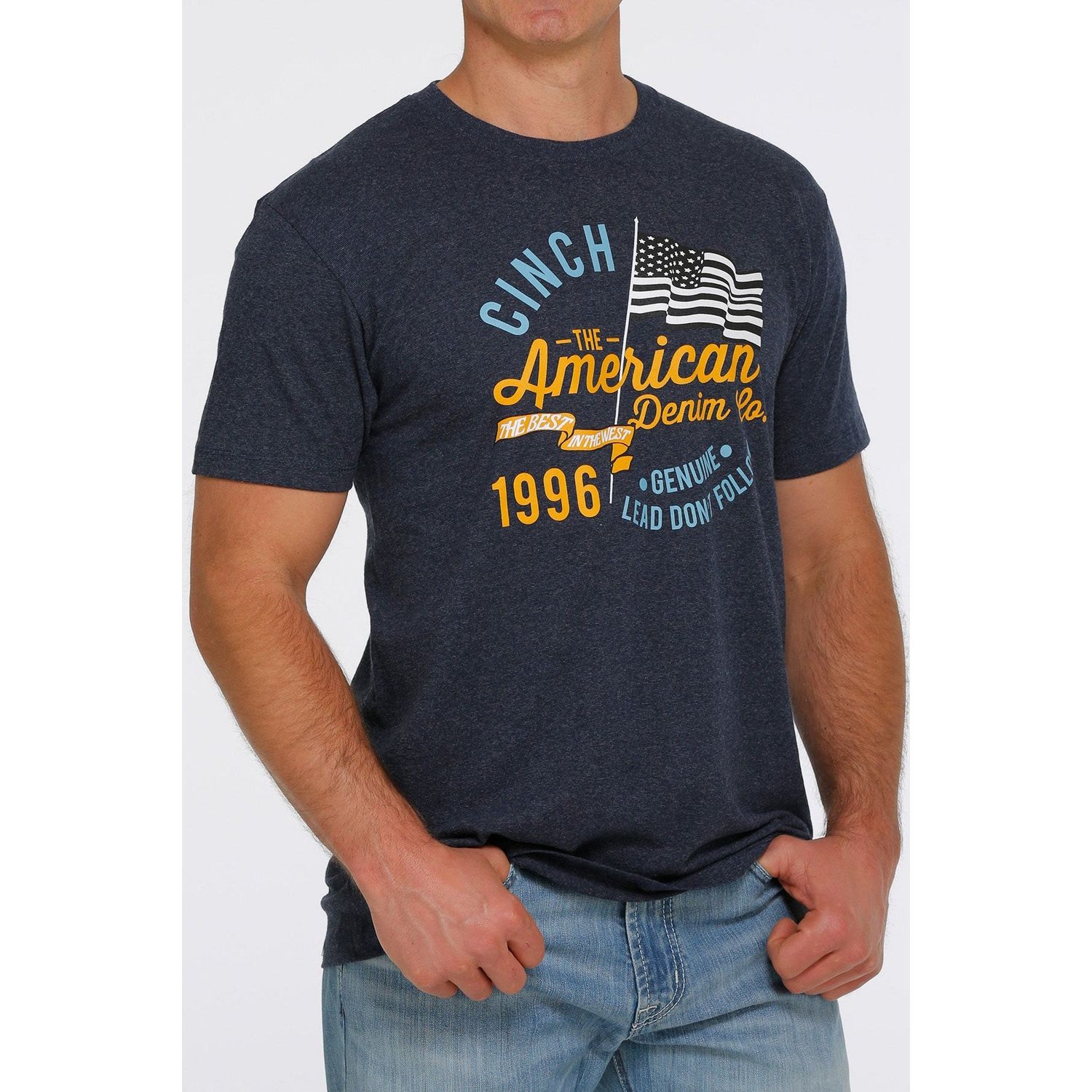 Cinch Men's SS Tee Heather Navy