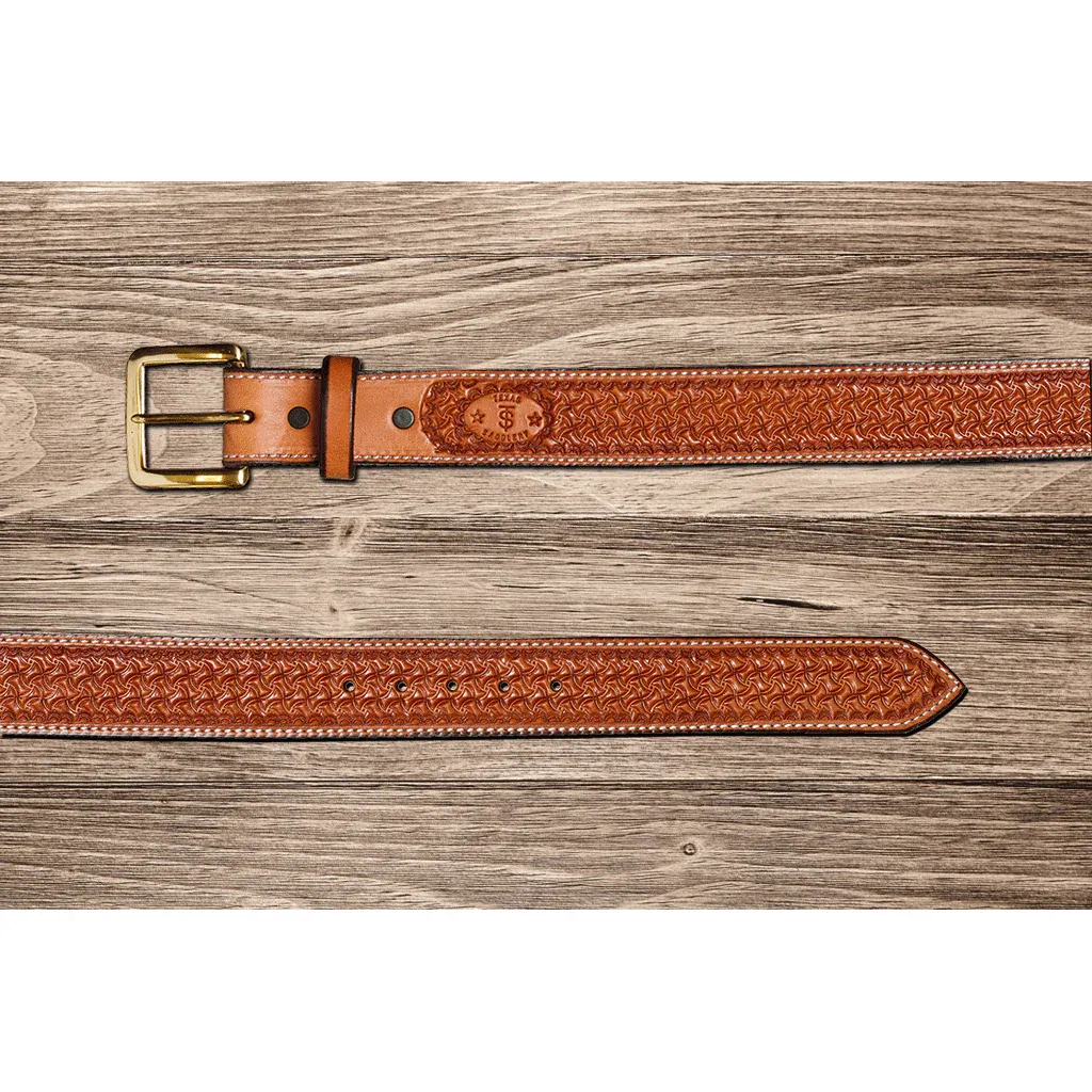 Texas Saddlery Mens Belt - Saddle Tan Spider, Size: 32