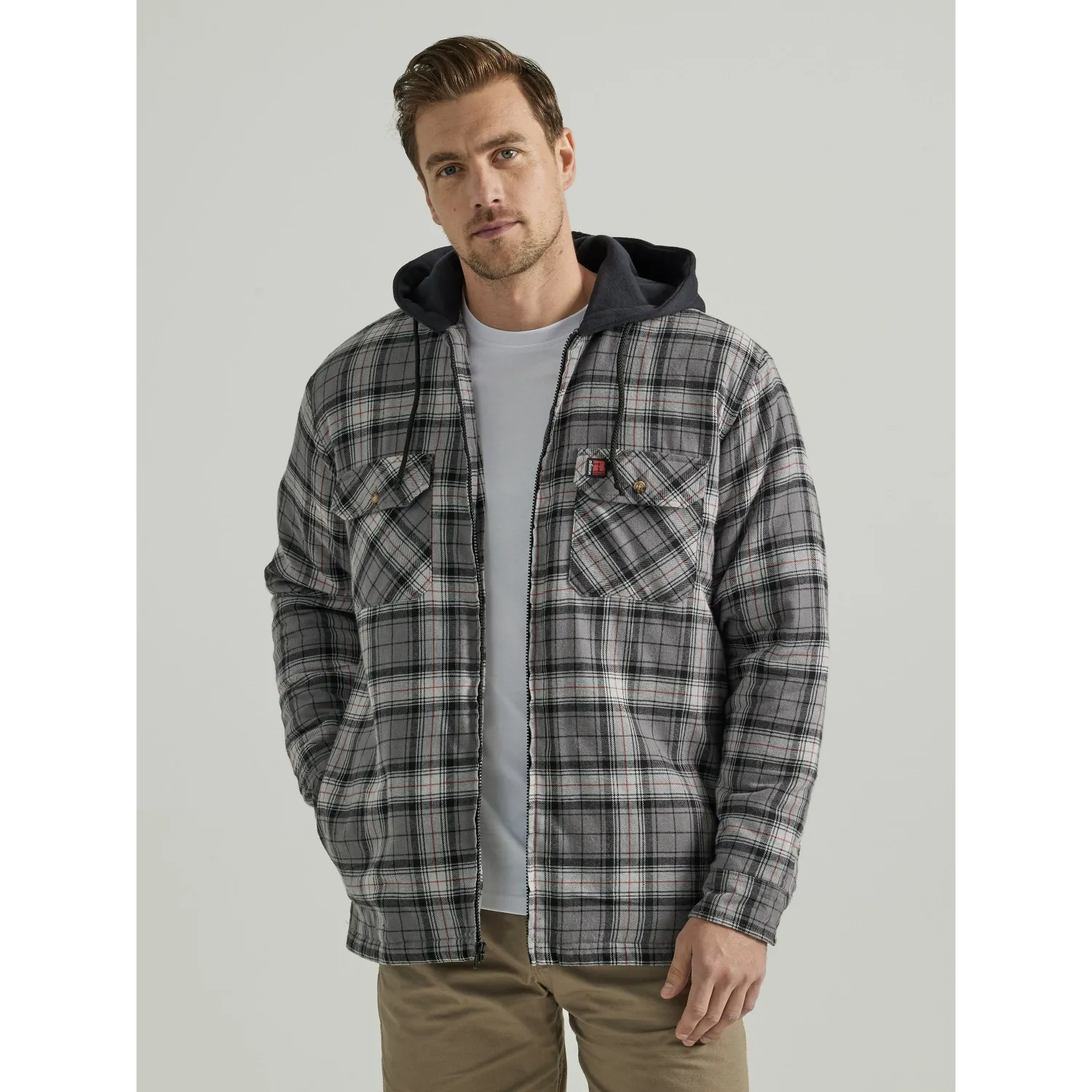 Wranglers Men's Riggs Workwear Flannel Hooded Jacket, Size: 2BX