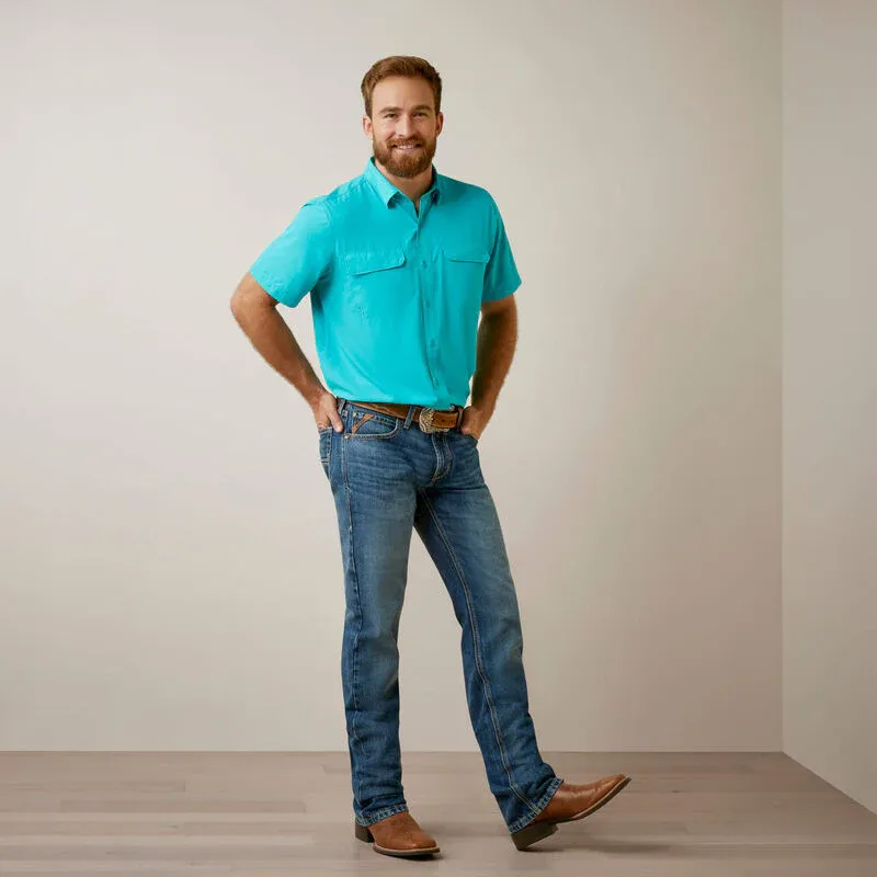 Ariat Men's VentTEK Outbound Fitted Shirt- Aqua Crush
