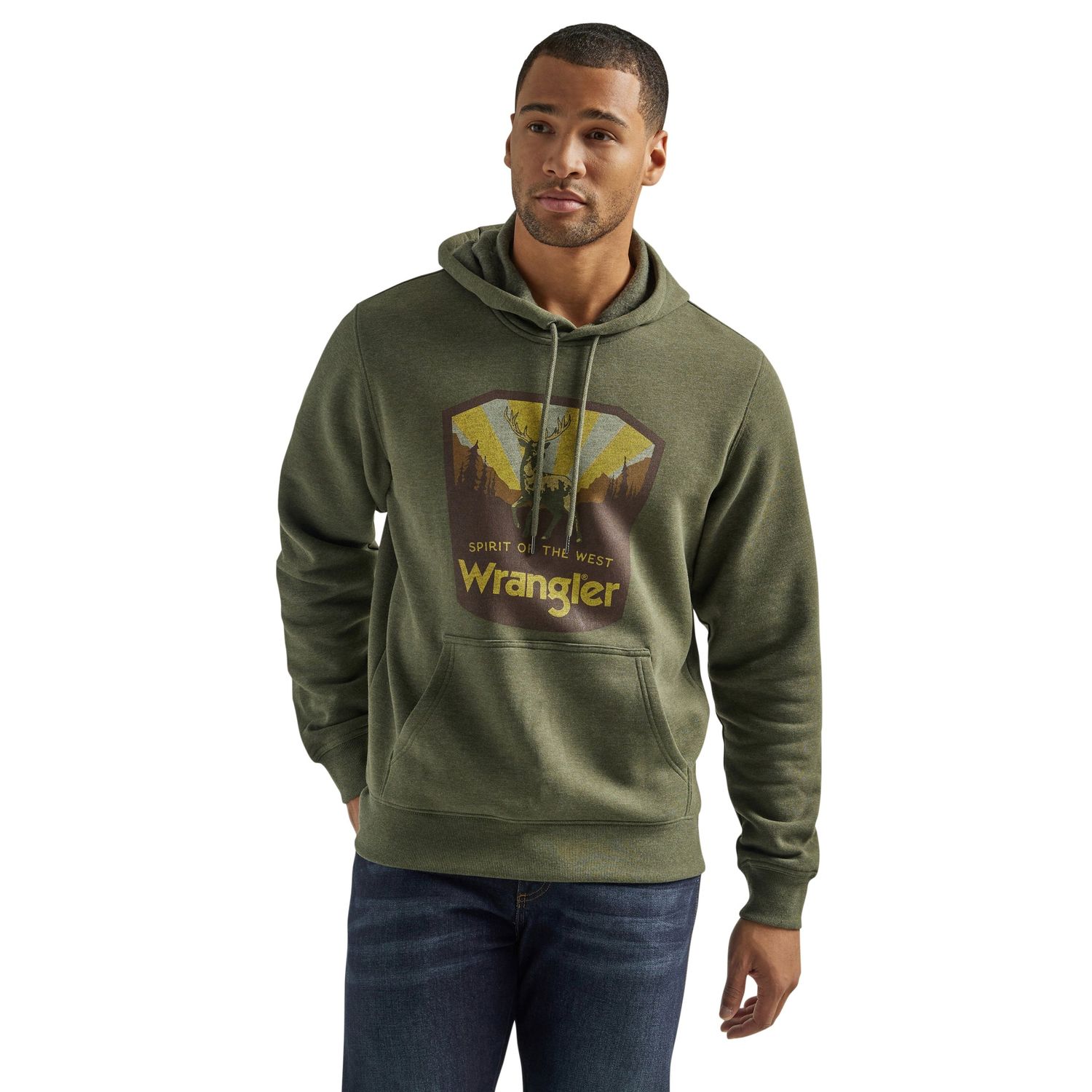 Wrangler Men's Regular Fit Pullover Hoodie - Olive
