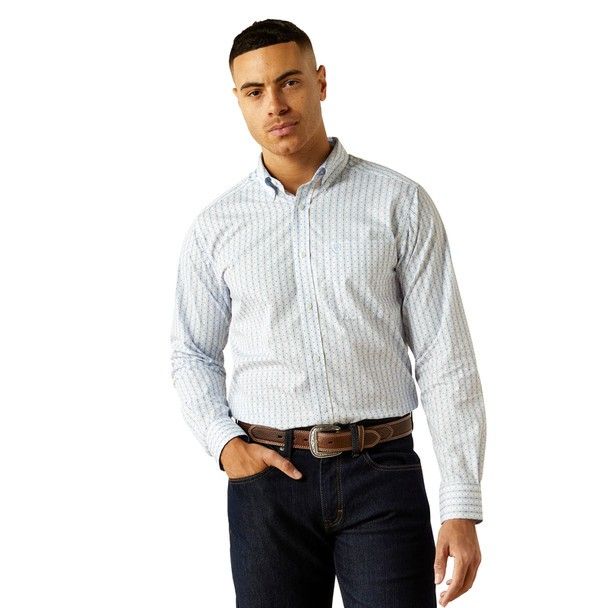 Ariat Men's Wrinkle Free Dezmond Long Sleeve Classic Fit Shirt - Blue
