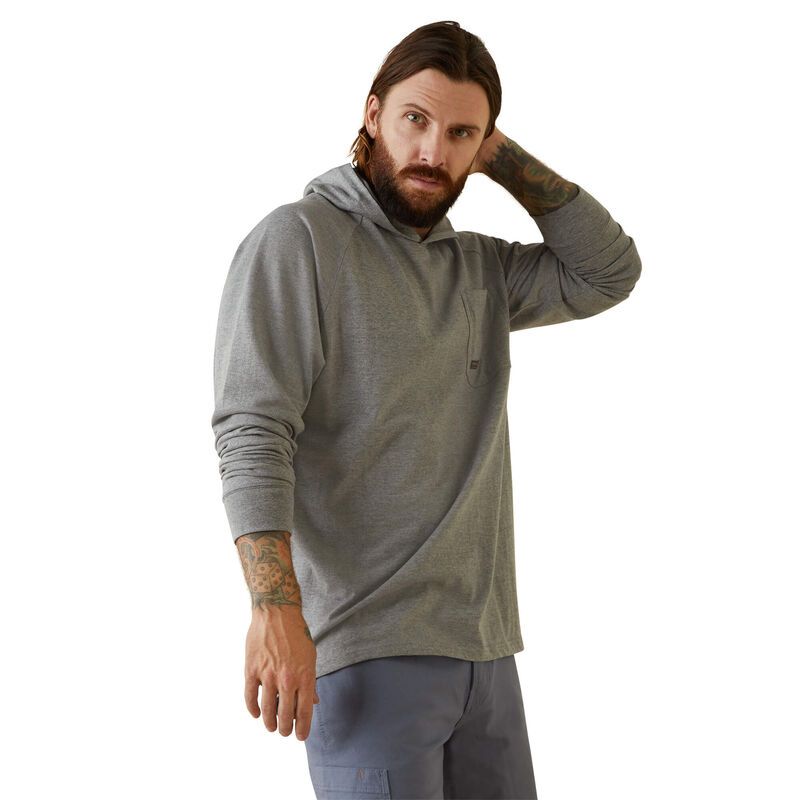 Ariat Mens Rebar Cotton Strong Hooded T-Shirt - Heather Grey