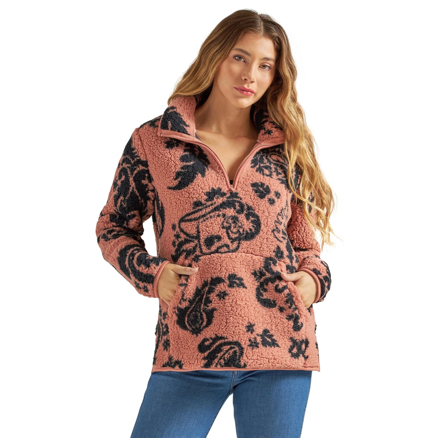 Wrangler Women's Retro Vintage Sherpa Pullover - Light Pink