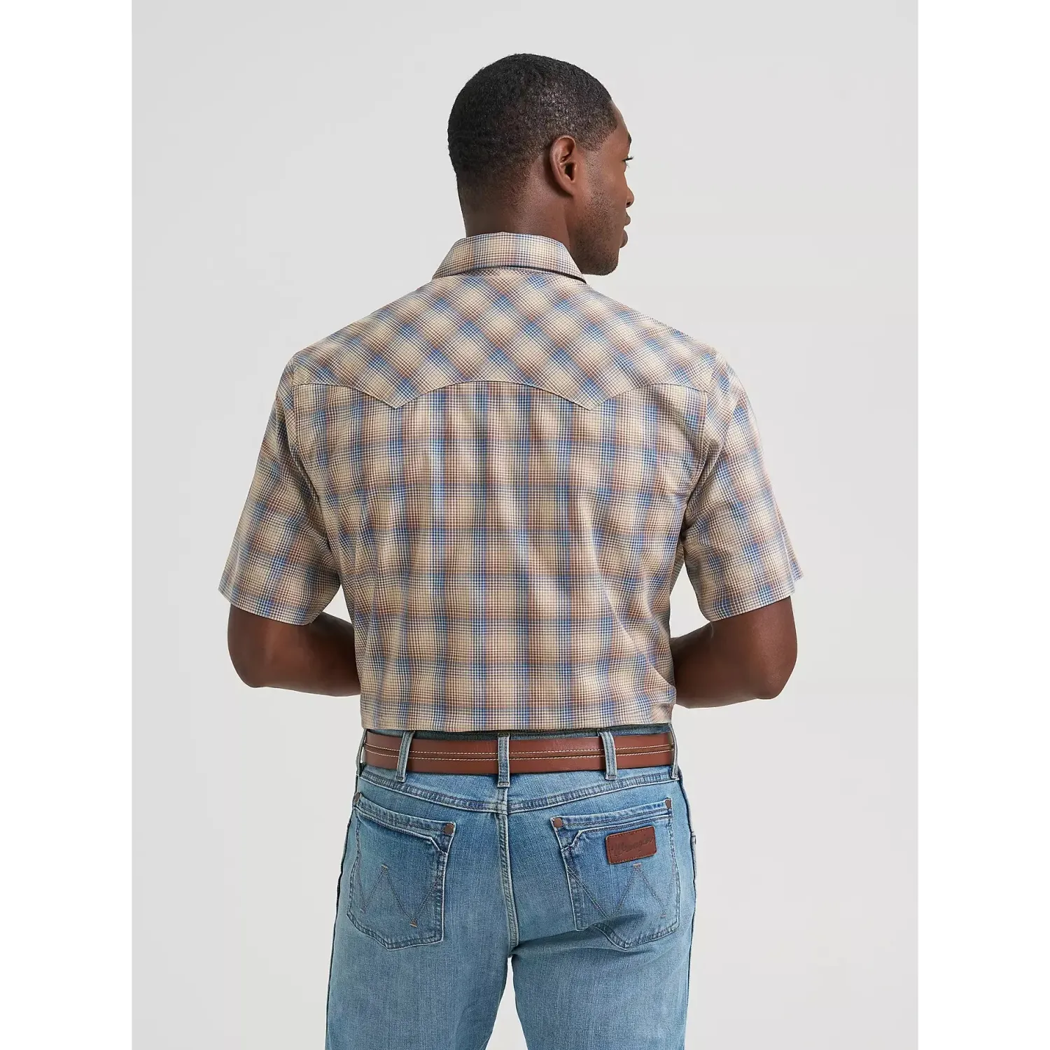 Wrangler Men's Retro Modern Fit Sawtooth Pocket Short Sleeve Shirt - Multiple Colour Combinations, Colours: Dust Bowl, Size: S