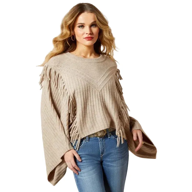 Ariat Women's Lia Poncho Sweater - Oatmeal Heather
