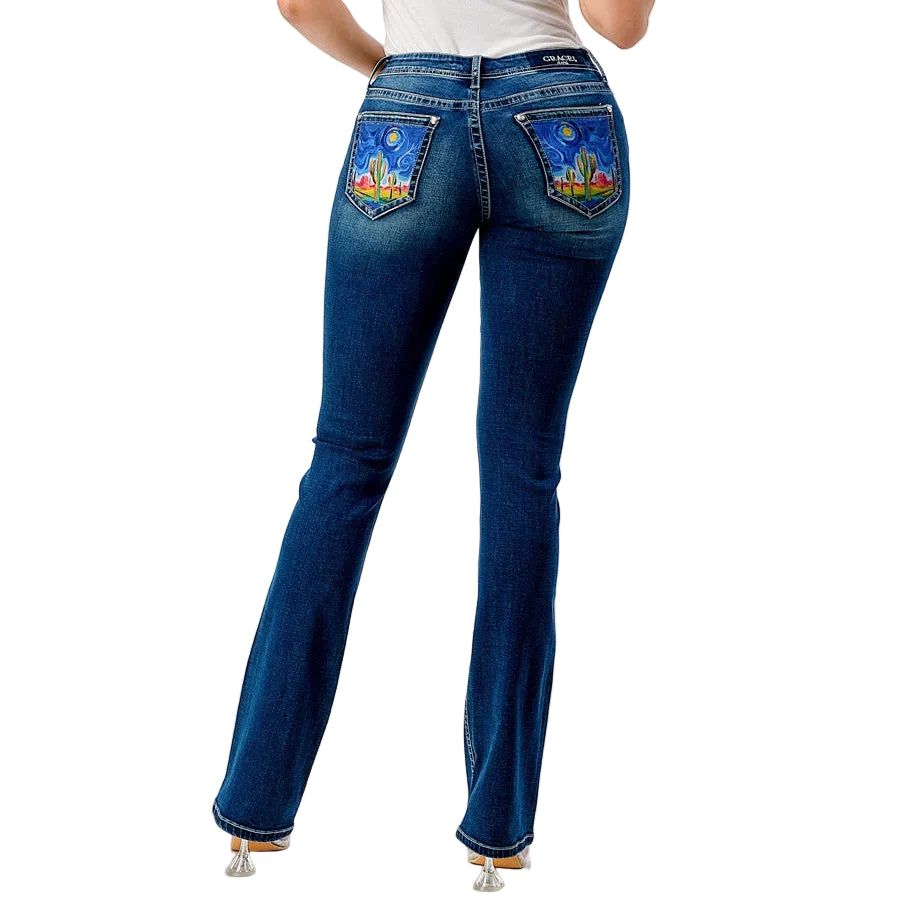 Grace in LA Women's Easy Bootcut Jeans - Cactus Setting
