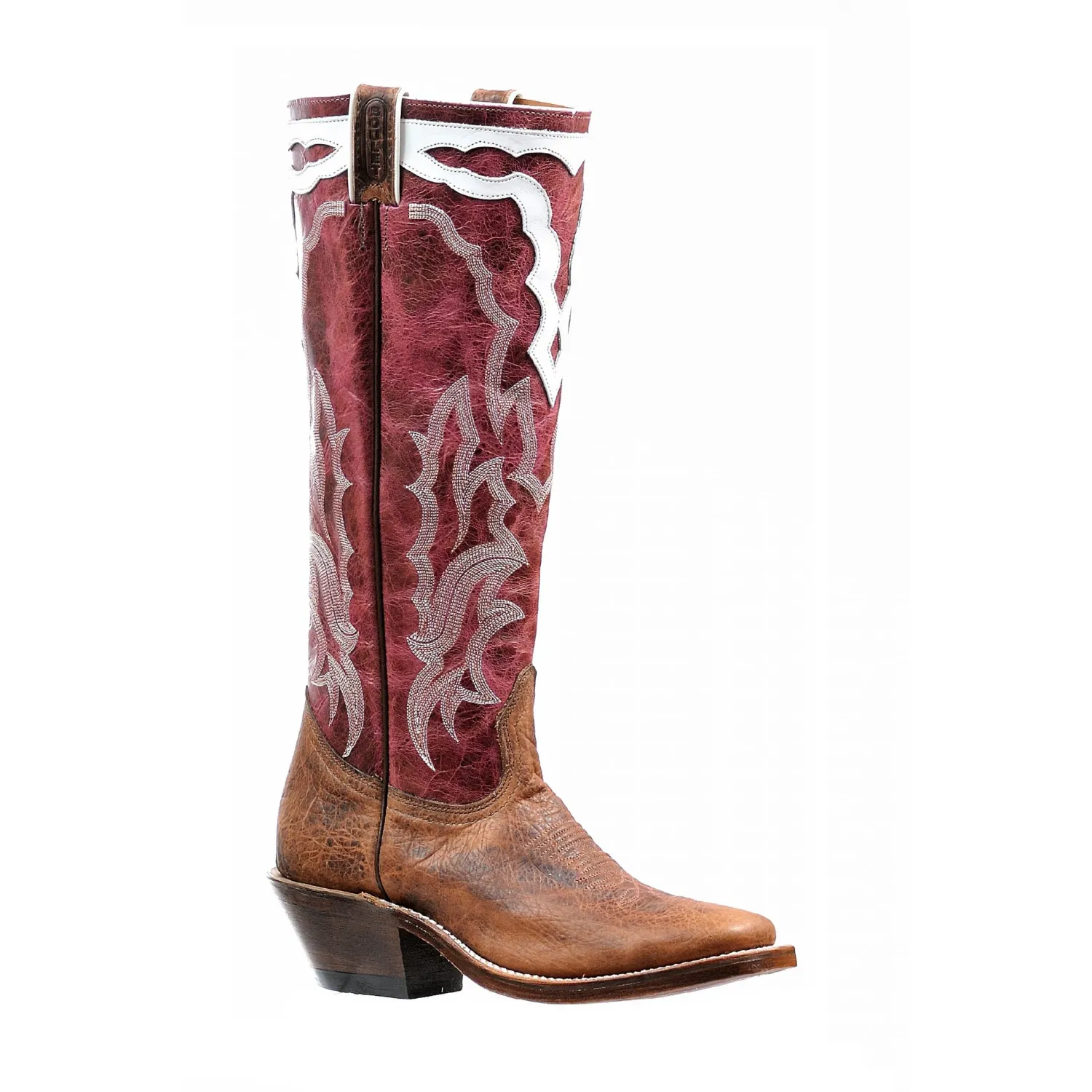 Boulet Women's Cowboy Boot - Bison Shrunken Bomber/Faraon Magenta and Tamboreado Blanco, Size: 6