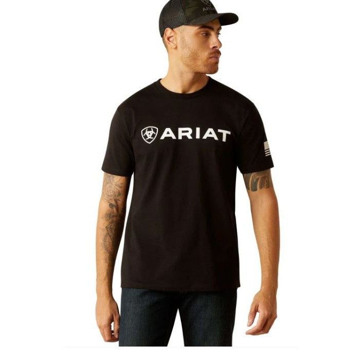 Ariat Men's Shield Flag Short Sleeve Graphic Tee Shirt - Black