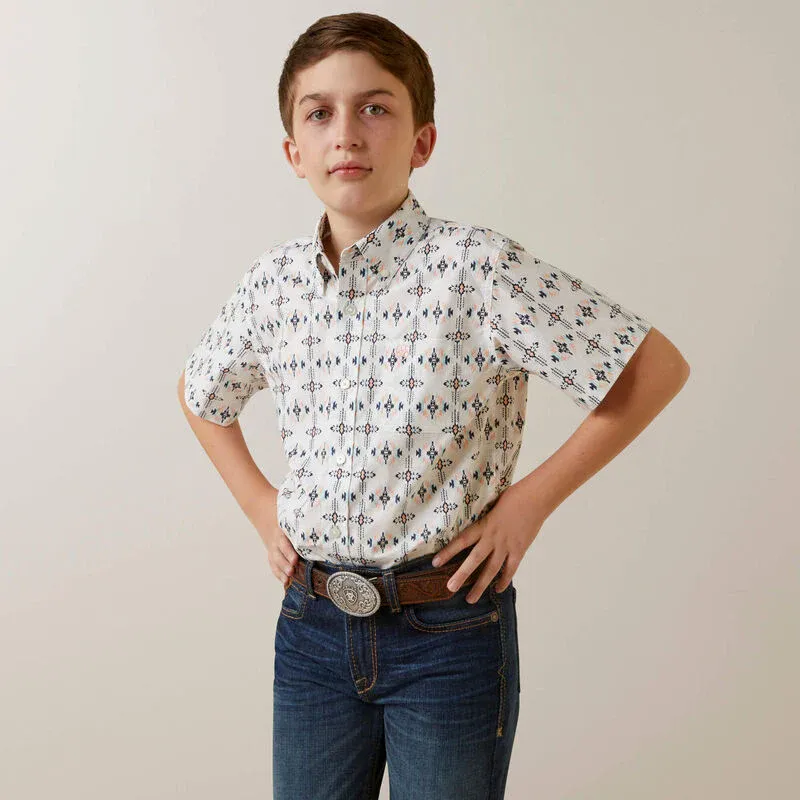 Ariat boy's Otto Classic SS Shirt White, Size: XS