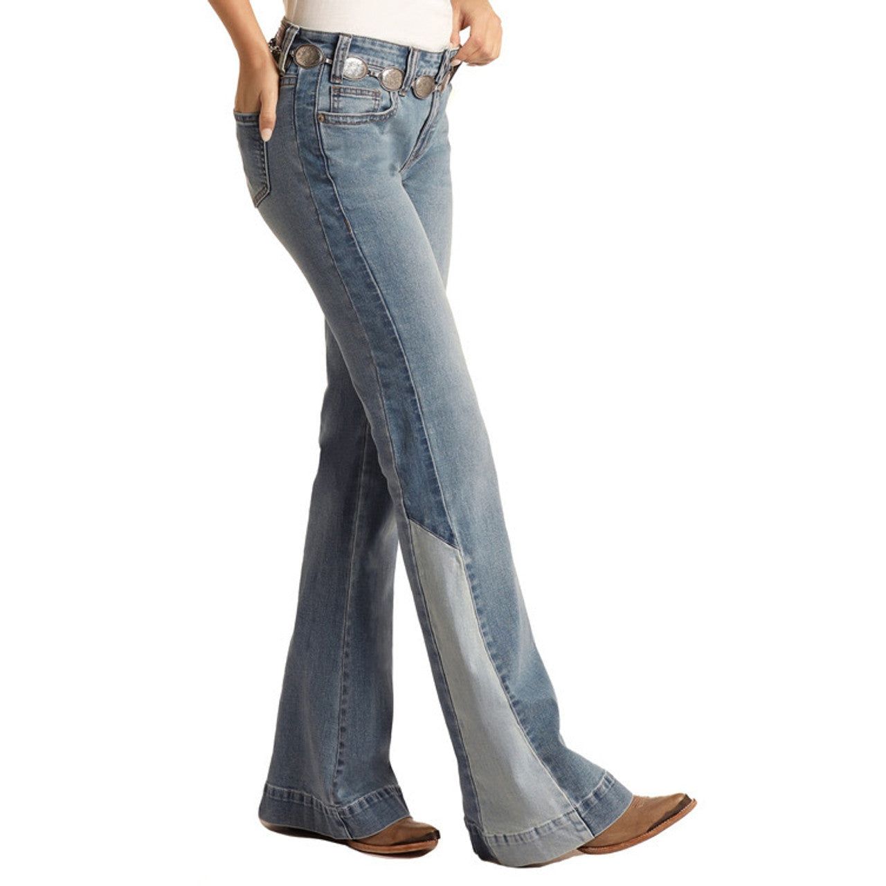 Rock &amp; Roll Women's Patch Dye Mid Rise Jeans