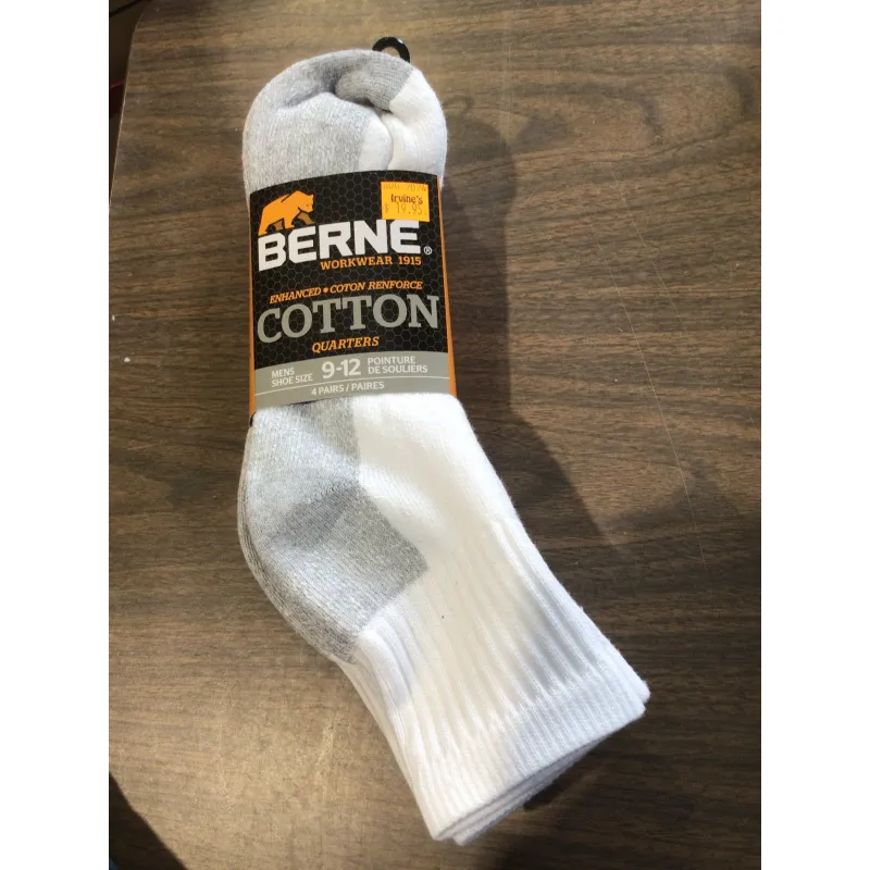 Berne Men's Quarter Socks 4 Prs - Assorted Colours
