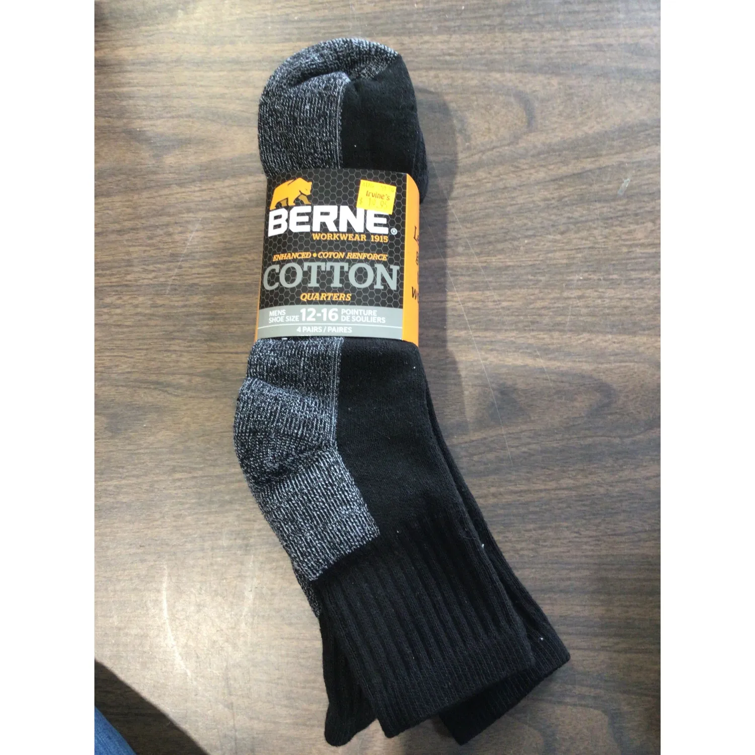 Berne Men's Quarter Socks 4 Prs - Assorted Colours, Color: Black, Size: 9-11