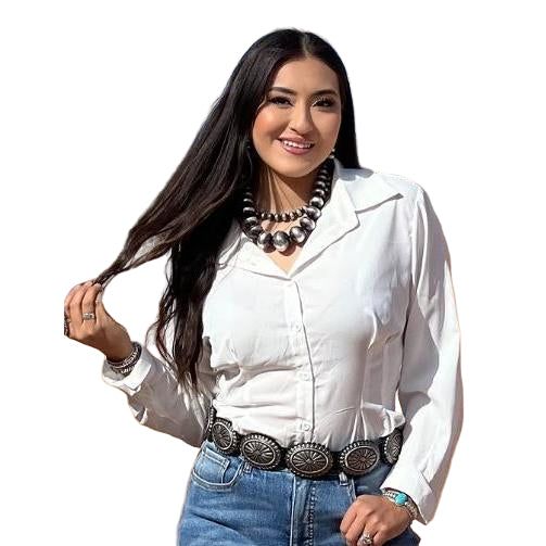 Lucky &amp; Blessed Women's Button Down Collared Shirt- Ivory