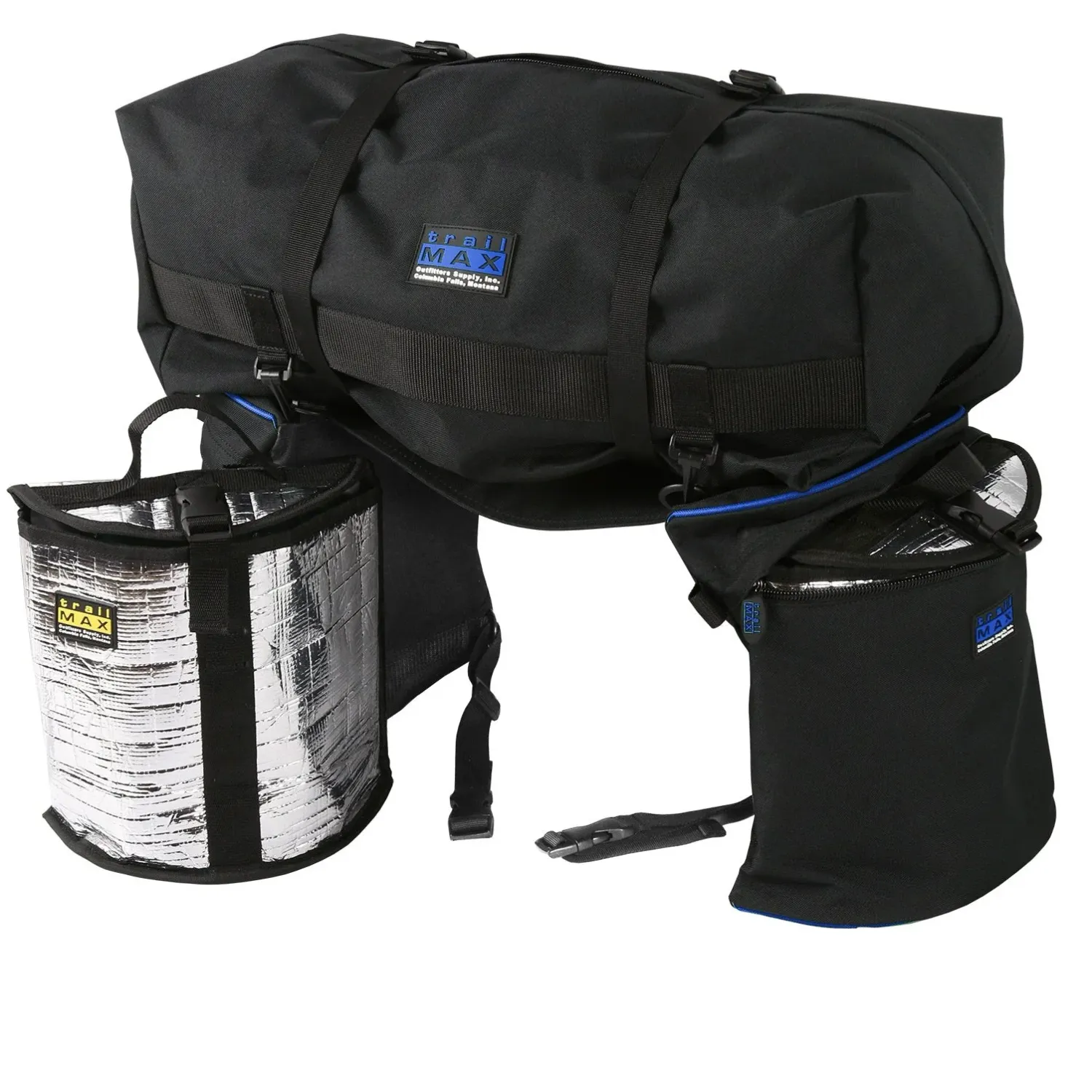 Trail Max Medium Saddle Bags w/Colored Piping, Color: black-blue-1