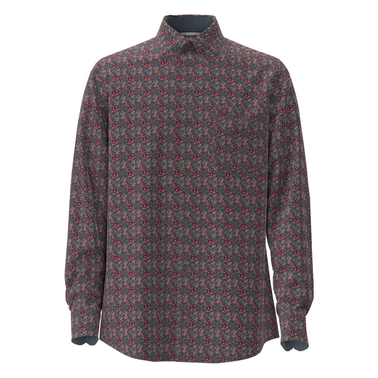 Wrangler Men's Wrangler George Strait Collection 1 Pocket LS Shirt - Mallard Multi