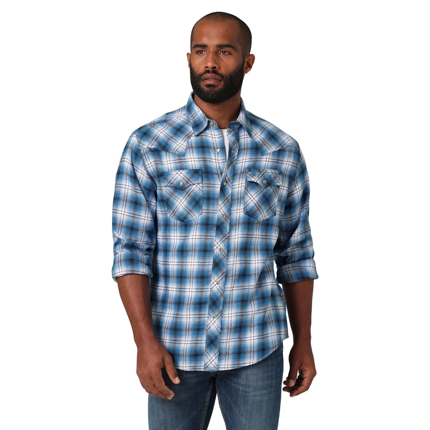 Wrangler Men's Retro Flannel Long Sleeve Shirt - Blue