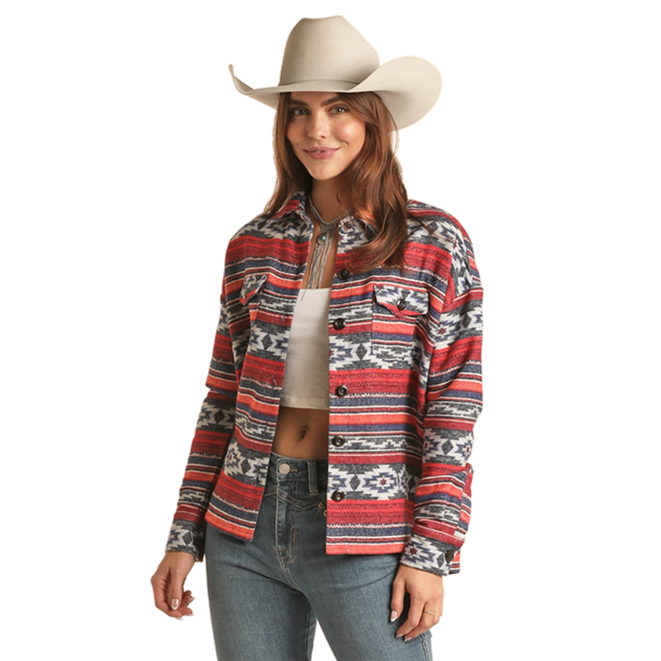 Rock &amp; Roll Women's Boxy Shacket - Grey
