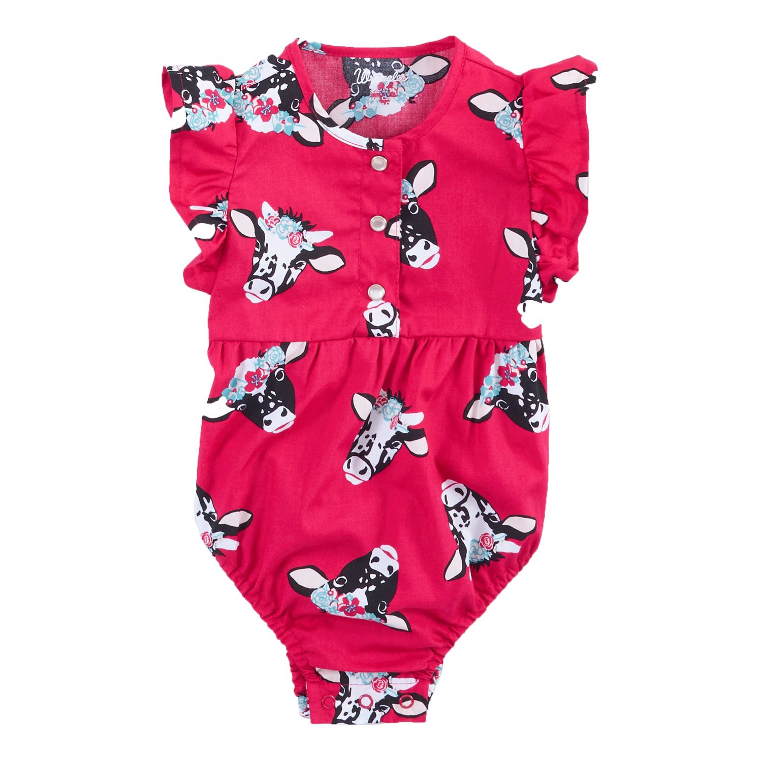 Wrangler Girls Fuschia Cow Romper