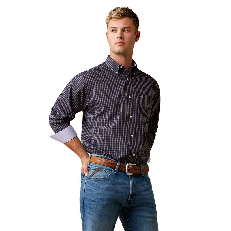 Ariat Mens Wrinkle Free Fitzgerald Fitted Shirt - Black
