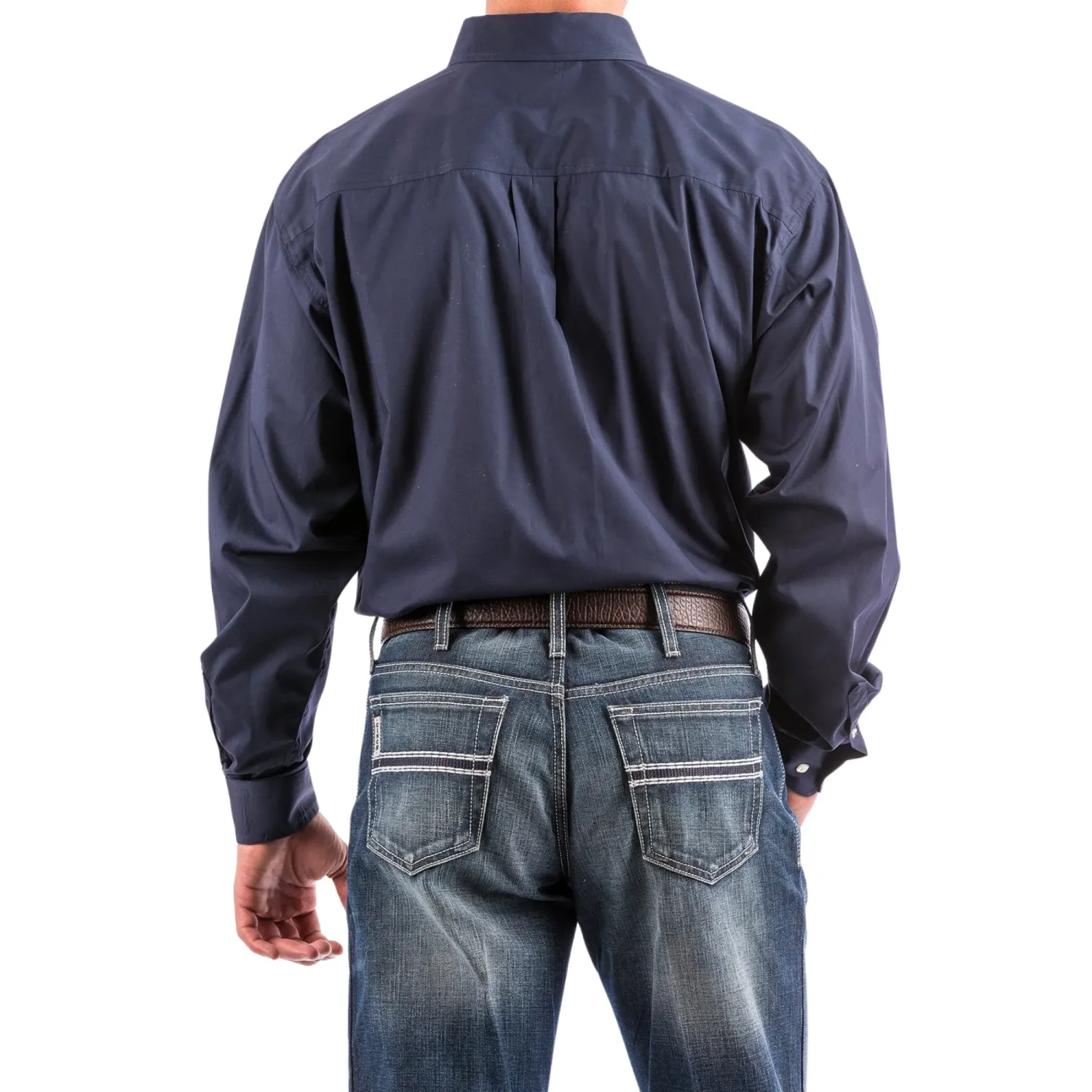 Cinch Classic Fit Men's Cotton Long Sleeve Shirt - Navy