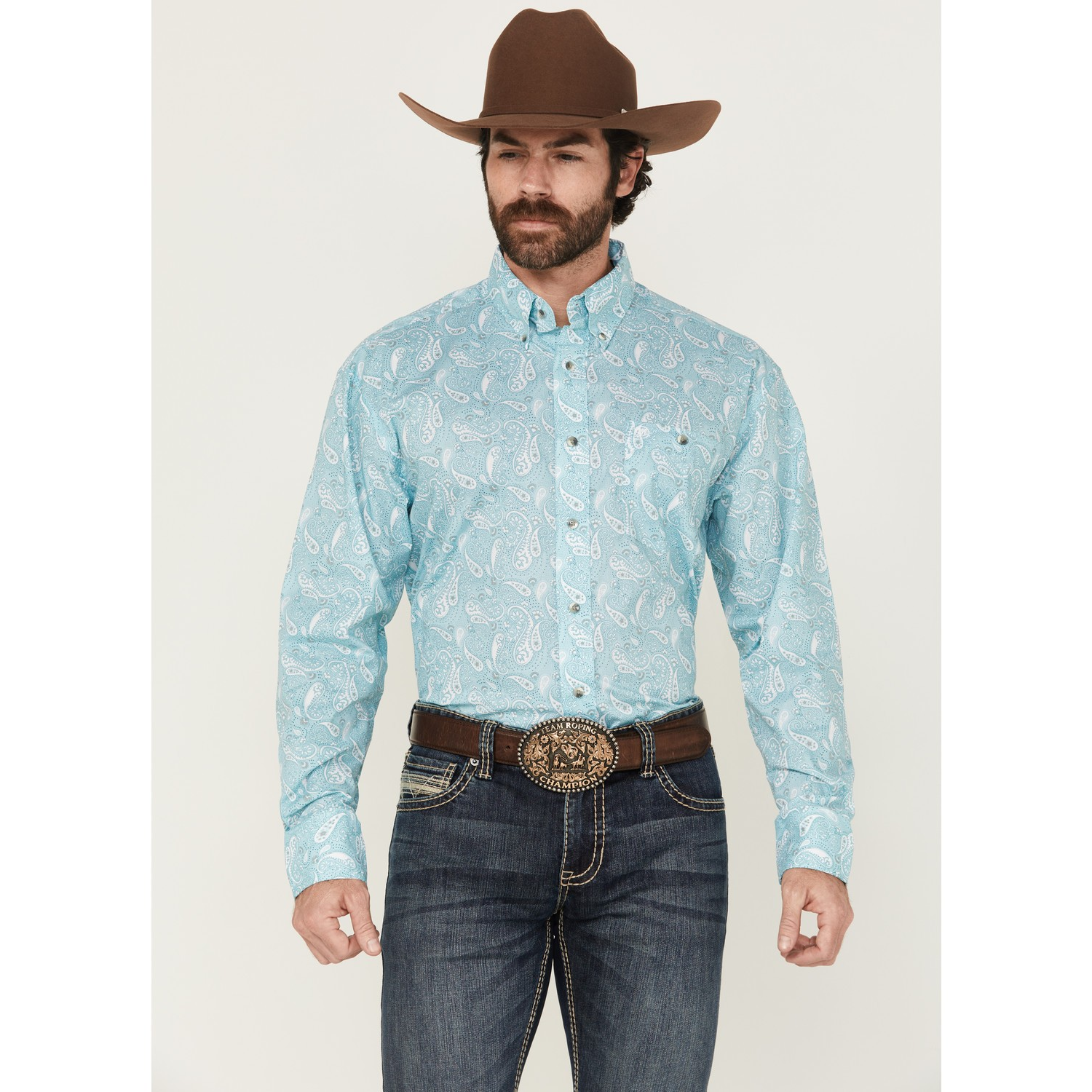Wrangler Men's Classic Long Sleeve Relaxed Fit Shirt - Blue