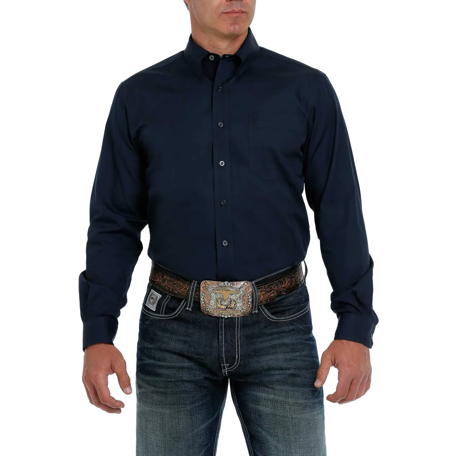 Cinch Men's LS Solid Modern Shirt Navy, Size: SMALL