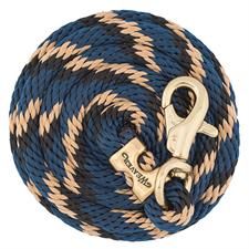 Weaver Poly Lead Rope with Nickel Plated Bull Snap, 5/8" x 10', Color: B10-navy/black/tan