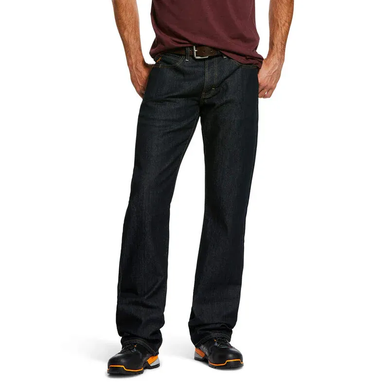 Ariat Mens Rebar M4 BSC Flannel Lined Boot Cut Jeans, Length: 32, Waist: 28