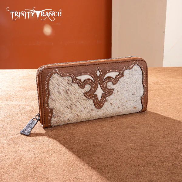 Trinity Ranch Hair On Cowhide RFID Protected Wallet- Multiple Colours, Colour: Brown