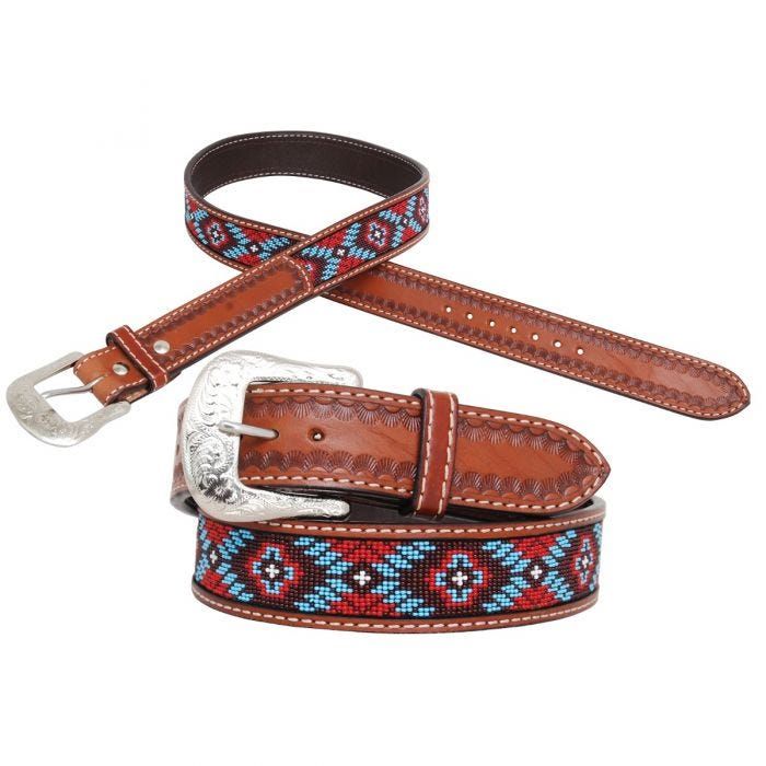 Circle Y Infinity Bead Red Aztec Belt