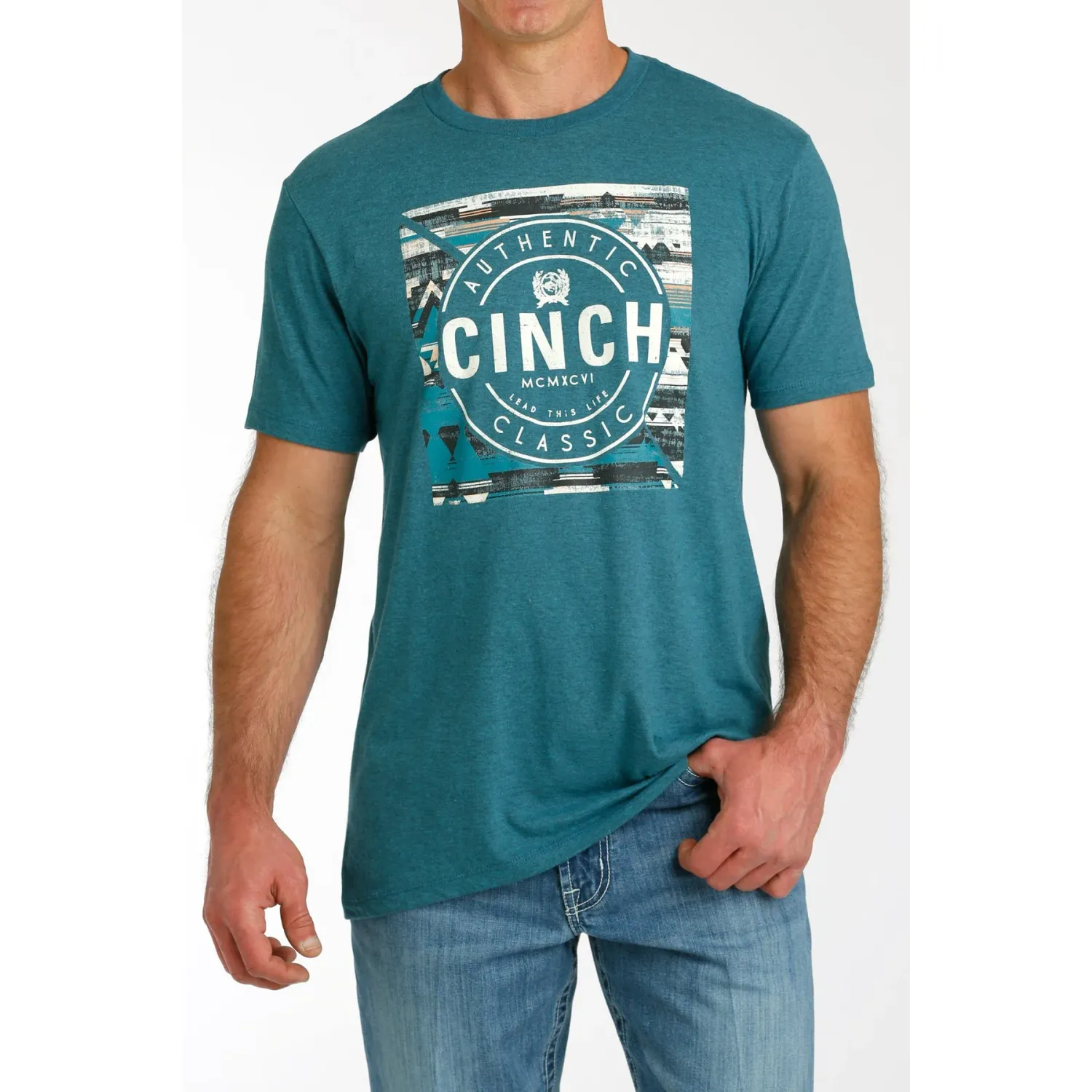 Cinch Men's Short Sleeve T-Shirt-Teal
