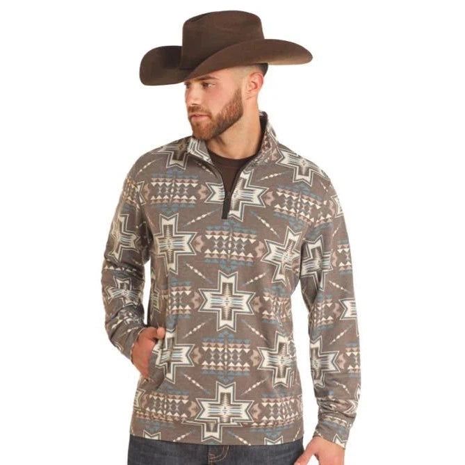 Rock &amp; Roll Men's Aztec Performance Pullover - Dark Brown